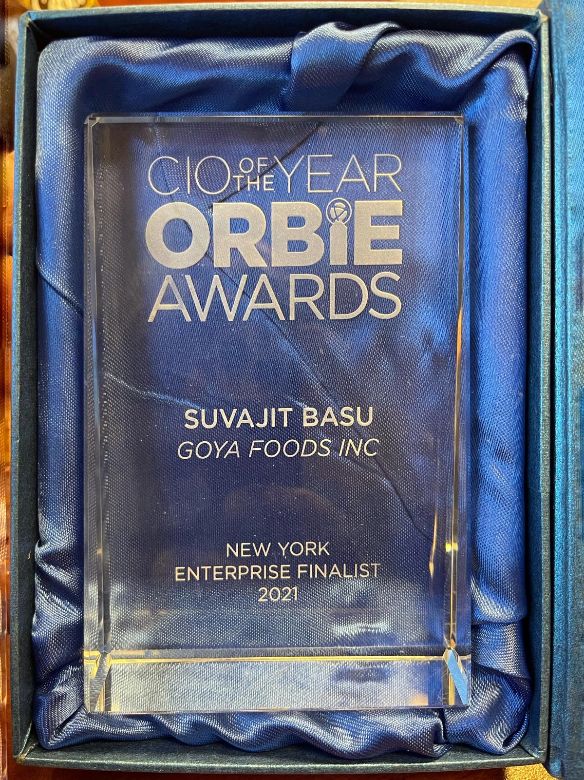 2021 New York Enterprise ORBIE finalist plaque